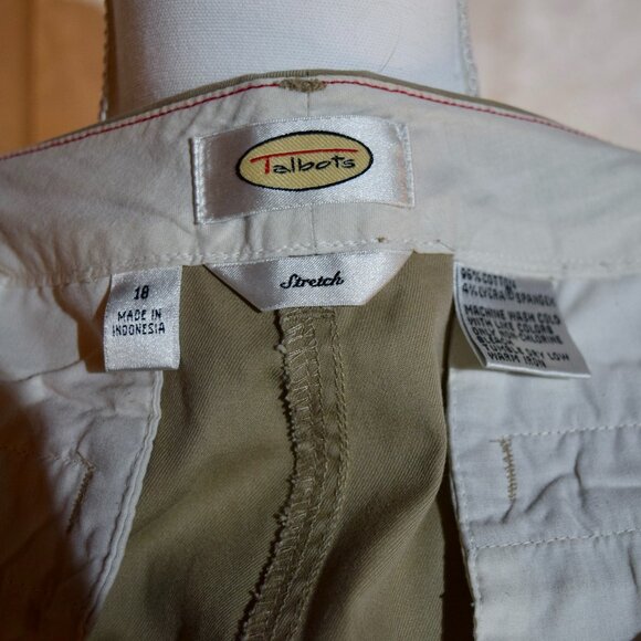 Talbots Size 18 Khaki Tan High Waisted Straight Leg Chino Trousers - Picture 6 of 11